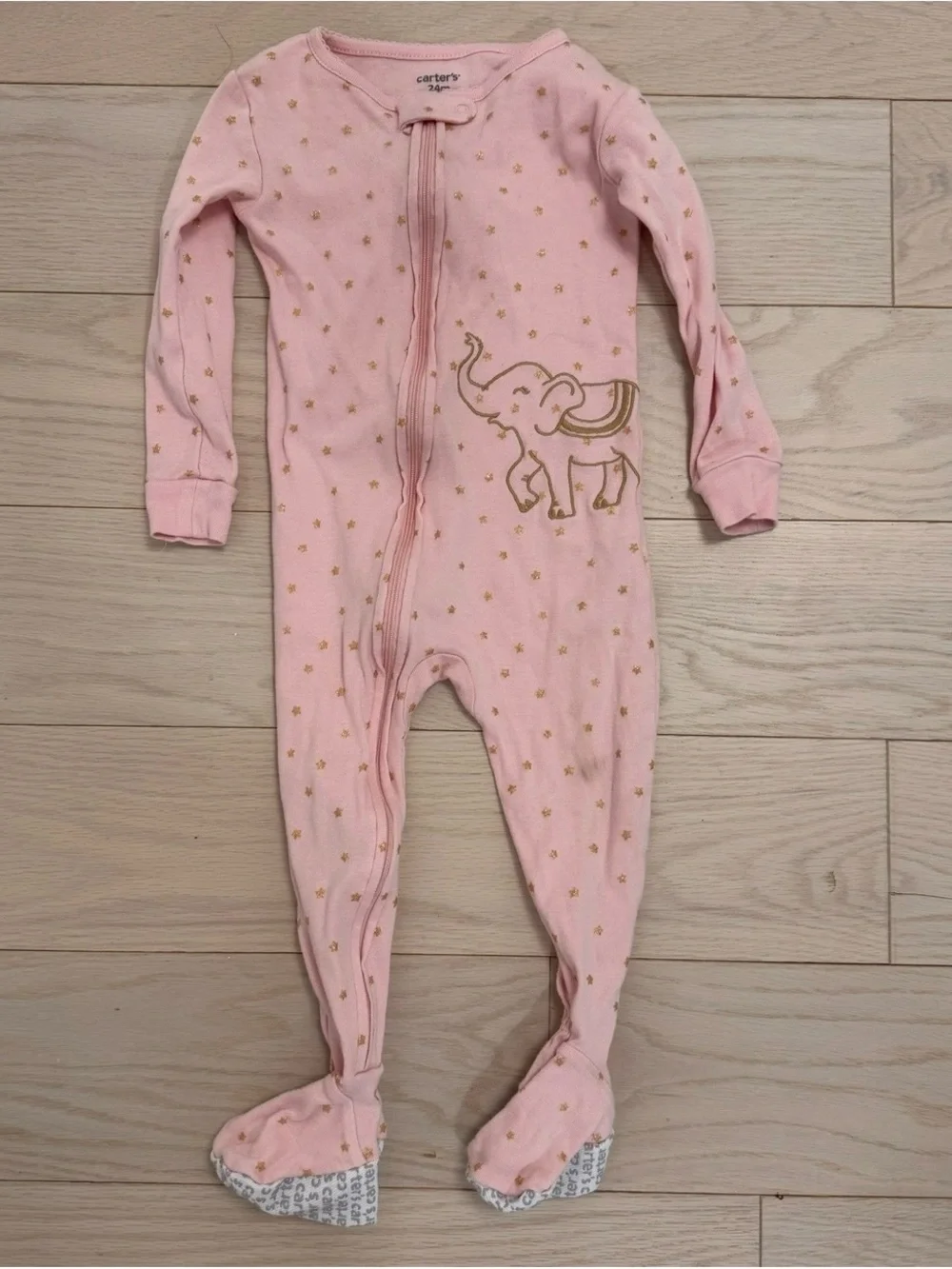 Carter's Pink Elephant Footed One-Piece 24M